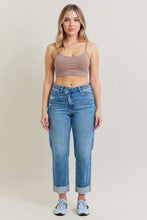 Cargar imagen en el visor de la galería, Judy Blue High Waist Bf Criss-cross Mild Destroy Jeans with Single Cuff
