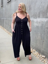 Load and play video in Gallery viewer, HEYSON Solid Black Button Down Wide Leg Jumpsuit
