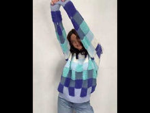 Load and play video in Gallery viewer, J.NNA Multi Blue Checkered Round Neck Long Sleeve Top
