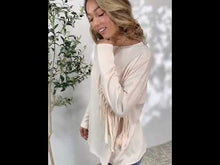 Load and play video in Gallery viewer, Celeste Ivory Long Sleeve Fringe Detailed Top

