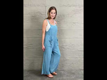 Load and play video in Gallery viewer, HEYSON Blue Mineral Wash Gauze Textured Overalls
