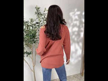 Load and play video in Gallery viewer, BOMBOM Brick Red Long Sleeve Drop Off Shoulder Top
