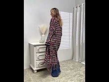 Carregar e reproduzir vídeo no visualizador da Galeria, Double Take Multicolor Fringe Hem Open Front Longline Cardigan
