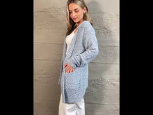 Load and play video in Gallery viewer, Zenana Solid Blue Open Front Longline Cardigan
