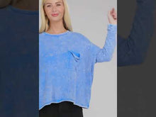 Load and play video in Gallery viewer, Zenana Stone Washed Soft Ribbed Oversized Relaxed Fit Top
