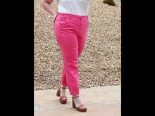 Load and play video in Gallery viewer, RISEN Caroline High Rise Relaxed Skinny Cropped Pink Denim Jeans
