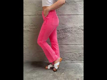Load and play video in Gallery viewer, RISEN Kenya High Rise Side Twill Contrast Straight Pink Denim Jeans
