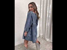 Load and play video in Gallery viewer, HEYSON Oversized Relaxed Fit Blue Denim Babydoll Dress
