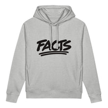 Загрузить изображение в средство просмотра галереи, FACTS women’s organic cotton blend side pocket hoodie in gray with black oversized double underline graphic by Little Yellow Bungalow
