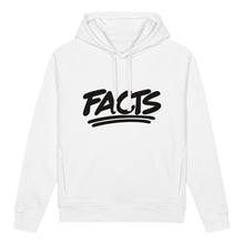 Загрузить изображение в средство просмотра галереи, FACTS women’s organic cotton blend side pocket hoodie in white with black oversized double underline graphic by Little Yellow Bungalow
