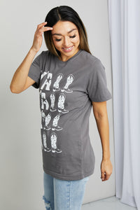 MineB Solid Gray Graphic Short Sleeve Tee Shirt Top