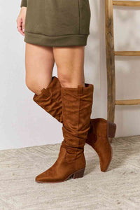 East Lion Corp Chestnut Brown Block Heel Knee High Boots