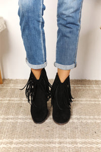 Legend Black Fringe Cowboy Western Ankle Boots