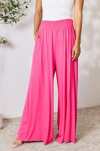 Double Take Smocked Waist Wide Leg Pants