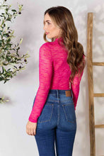 Load image into Gallery viewer, Culture Code Hot Fuchsia Semi Sheer Long Sleeve Bodysuit
