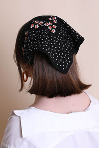 Leto Dot and Floral Border Bandana Scarf