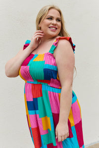 And The Why Multicolored Patchwork Midi Dress