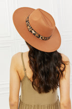 Load image into Gallery viewer, Fame Solid Brown Leopard Belt Detailed Wide Brimmed Hat
