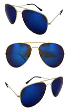 Ladda upp bild till gallerivisning, Cramilo Eyewear Classic Aviator Mirrored Blue Tinted Sunglasses
