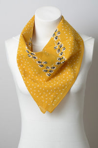 Leto Dot and Floral Border Bandana Scarf