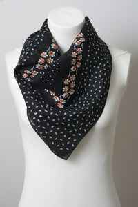 Leto Dot and Floral Border Bandana Scarf