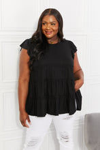 Load image into Gallery viewer, Zenana Solid Black Short Sleeve Tiered Top
