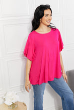 Load image into Gallery viewer, Yelete Hot Pink Short Flutter Sleeve Top
