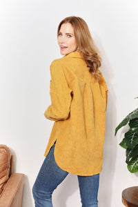 HEYSON Yellow Oversized Corduroy Button Down Shirt