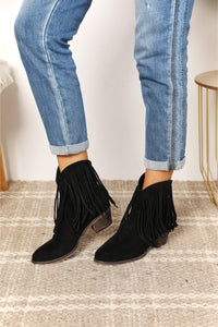 Legend Black Fringe Cowboy Western Ankle Boots