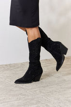Ladda upp bild till gallerivisning, Forever Link Black Rhinestone Embellished Knee High Cowgirl Boots
