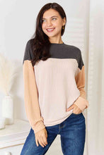 Load image into Gallery viewer, Double Take Color Block Long Sleeve Ribbed Knit Top
