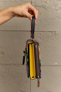 Nicole Lee Multicolor Art Deco Pebbled Vegan Leather Small Crossbody Wallet