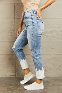 BAYEAS Maybe Two Tone High Rise Distressed Cropped Relaxed Skinny Jeans