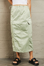 Load image into Gallery viewer, HYFVE Green High Waisted Cargo Midi Skirt
