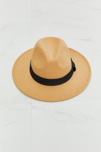 Ladda upp bild till gallerivisning, Fame Solid Tan Black Ribbon Detailed Wide Brim Hat
