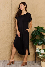 Load image into Gallery viewer, Heimish Solid Black Curved Split Hem Maxi Dress

