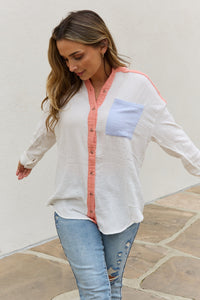 White Birch Multicolor Color Block Button Down Top