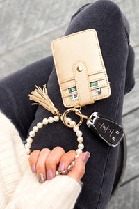 Aili's Corner Pearl Key Ring Wallet Bracelet