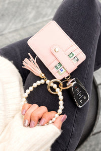 Aili's Corner Pearl Key Ring Wallet Bracelet