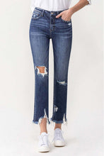 Carregar imagem no visualizador da galeria, Lovervet Jackie LV1008 High Rise Distressed Chewed Frayed Raw Hem Straight Leg Jeans
