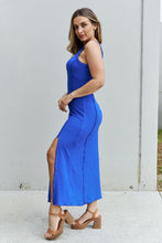 Load image into Gallery viewer, Culture Code Blue Exposed Frilly Seam Slit Hem Maxi Dress
