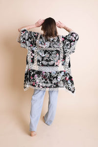 Leto Multicolored Heirloom Embroidered Soft Knit Kimono