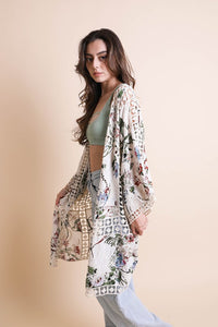 Leto Multicolored Heirloom Embroidered Soft Knit Kimono