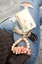 Load image into Gallery viewer, Aili&#39;s Corner Wood Leopard Beaded Key Ring Wallet Bracelet
