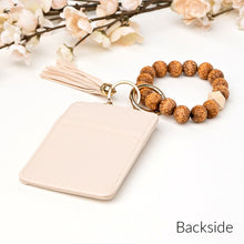 Load image into Gallery viewer, Aili&#39;s Corner Wood Leopard Beaded Key Ring Wallet Bracelet
