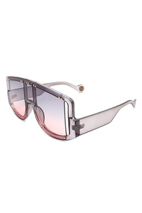 Cramilo Eyewear Oversize Square Tinted Shield Visor Sunglasses