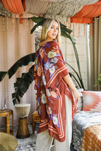 Load image into Gallery viewer, Leto Multicolor Floral Pattern Tassel Detail Soft Knit Kimono

