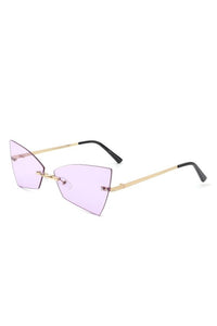 Cramilo Eyewear Tinted Rimless Geometric Triangle Sunglasses