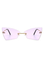 Load image into Gallery viewer, Cramilo Eyewear Tinted Rimless Geometric Triangle Sunglasses
