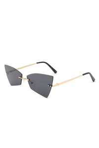 Cramilo Eyewear Tinted Rimless Geometric Triangle Sunglasses